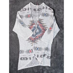 Mauve Boutique Aztec Boho Open Cardigan Sheer Knit Kimono XL